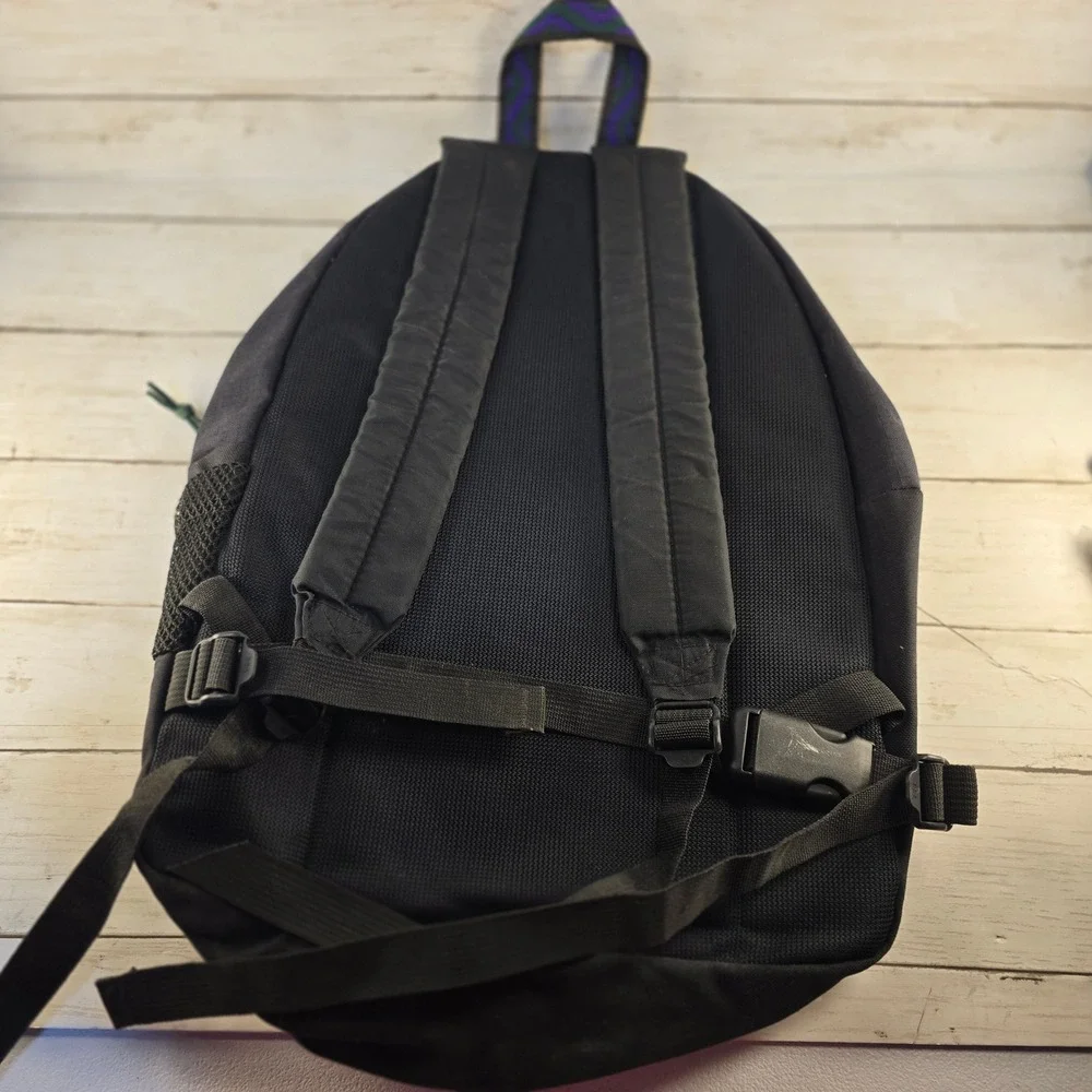 Vintage JanSport Black Ripstop Backpack Made in USA 1994 Reflective 90s Daypack